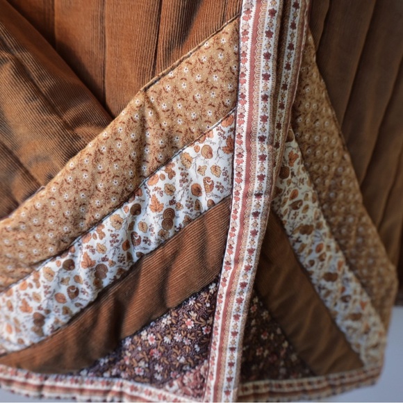 Brown Quilted Women's Jacket vintage corduroy cottagecore floral - Picture 5 of 6